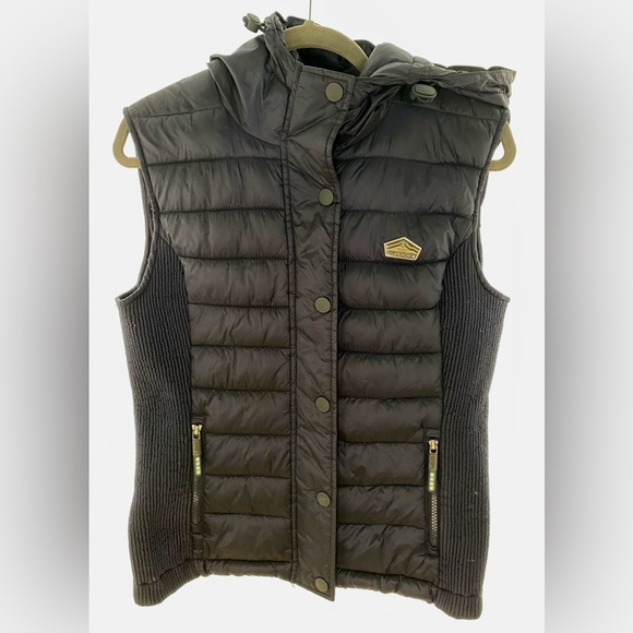 Women’s Superdry Puffer vest size Medium in Navy Blue - Picture 1 of 4